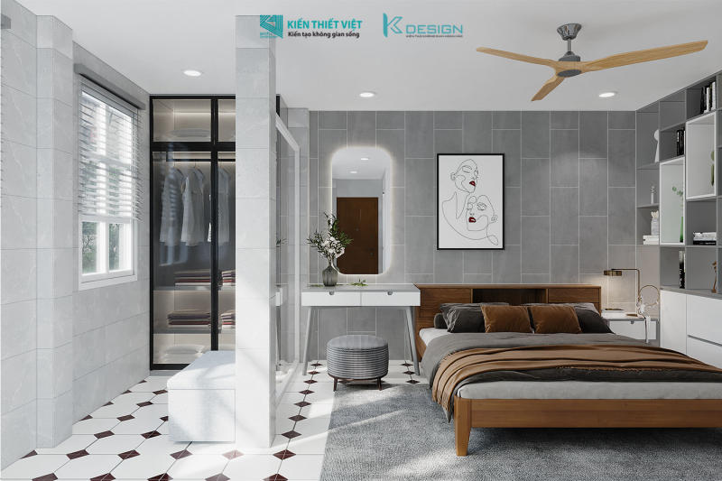 Thiết kế nội thất phòng ngủ master nhà phố cô Hoa quận 11