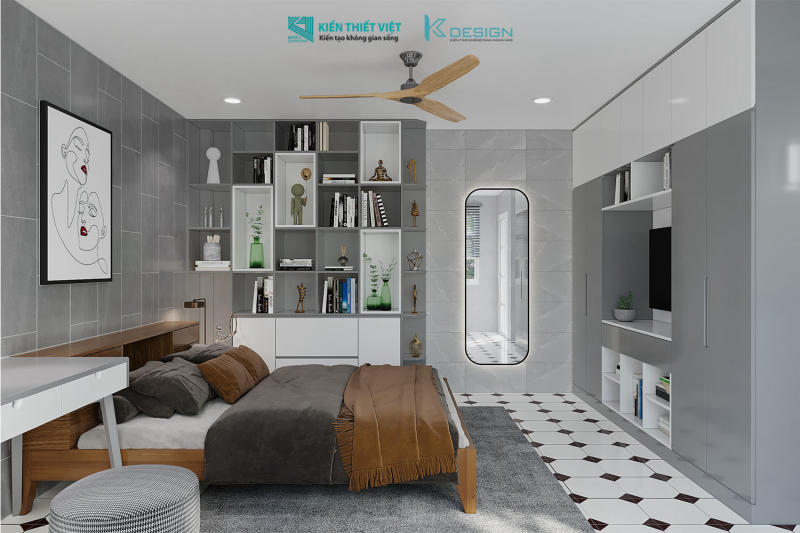 Thiết kế nội thất phòng ngủ master nhà phố cô Hoa quận 11