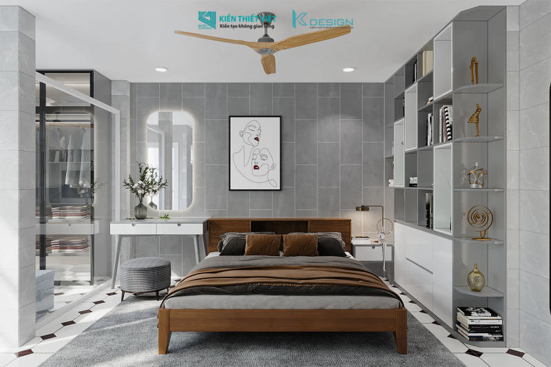 Thiết kế nội thất phòng ngủ master nhà phố cô Hoa quận 11