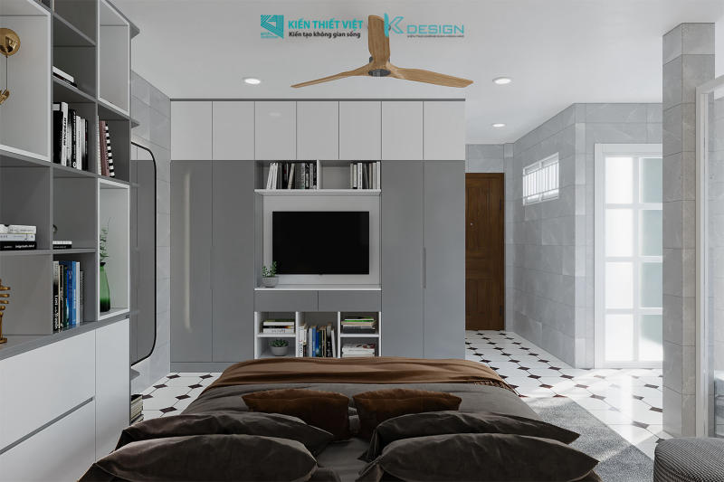 Thiết kế nội thất phòng ngủ master nhà phố cô Hoa quận 11