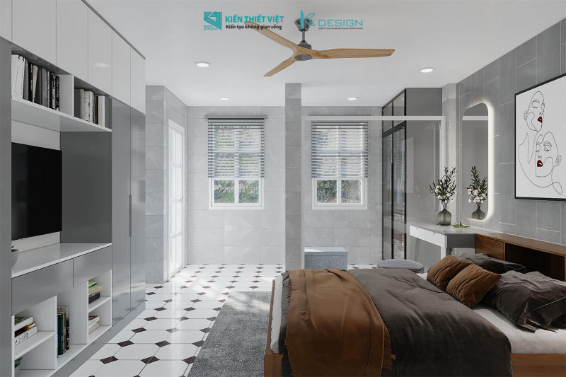 Thiết kế nội thất phòng ngủ master nhà phố cô Hoa quận 11