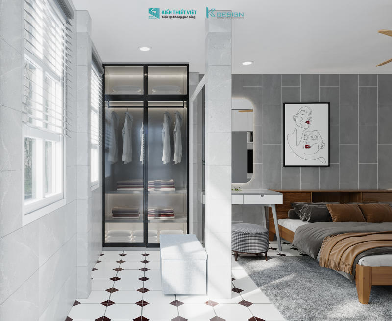 Thiết kế nội thất phòng ngủ master nhà phố cô Hoa quận 11