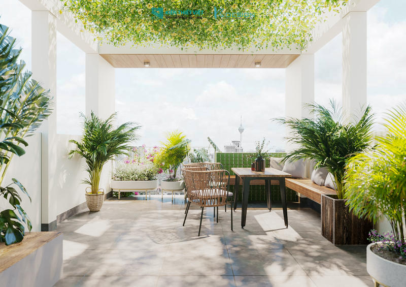 Thiết kế sân thượng nhà phố anh Tài quận 12