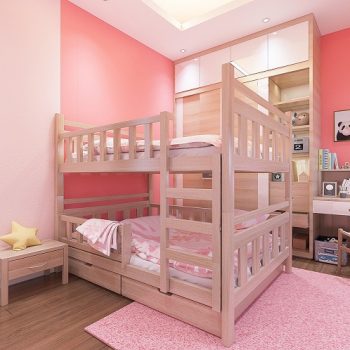 thiết kế nội thất phòng ngủ giường tầng cho bé gái