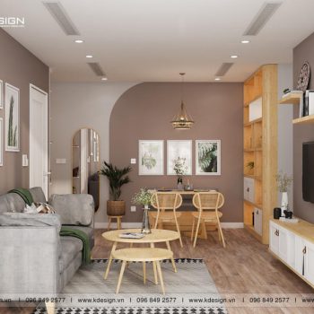 thiết kế nội thất phòng khách bếp căn hộ eco green